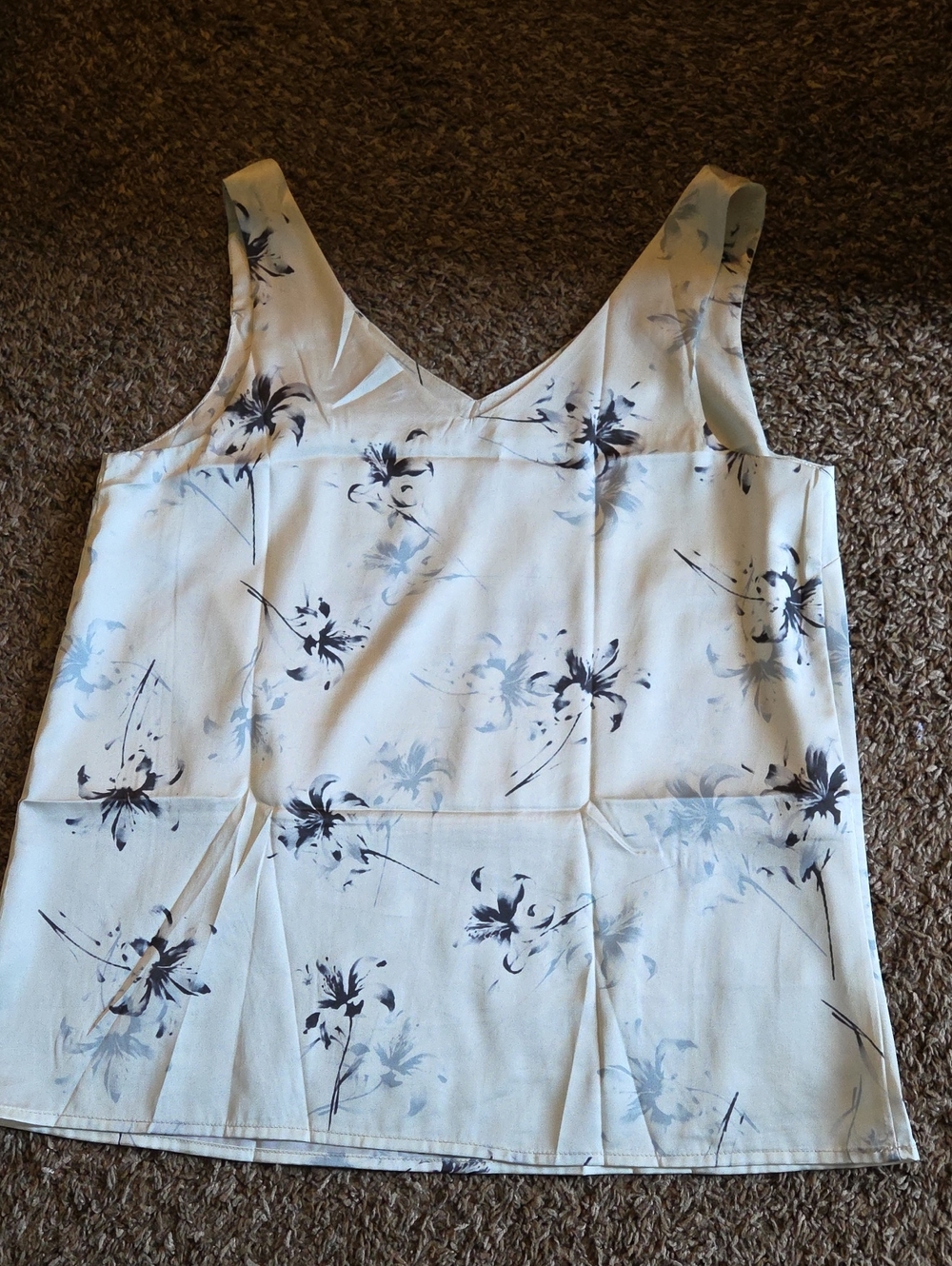 Floral V-Neck Sleep Tank - Light Blue Floral